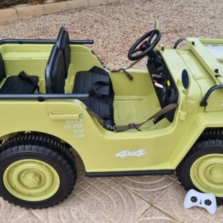 COCHE Jeep-MILITAR 24V DESSERT FOX, Willy, 4 MOTORES, eva, cuero, MANDO RC, 3 plazas. LI-JH-101A/24DESSSERT